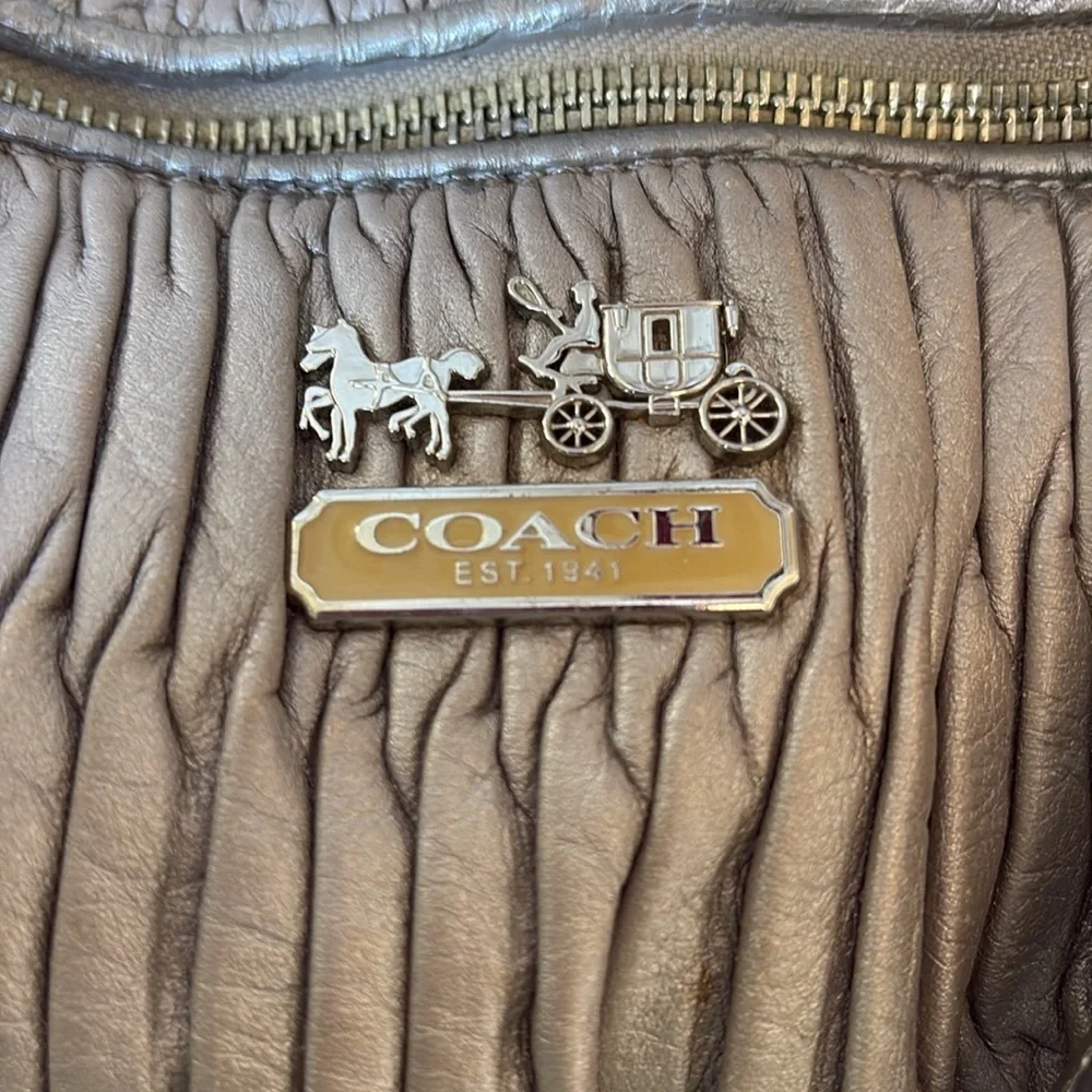 Coach Madison Sophia leather gathered silver gray Satchel shoulder bag 18620